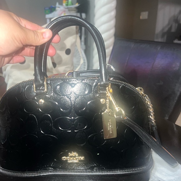 Coach Black Embossed Leather Satchel - Picture 1 of 4